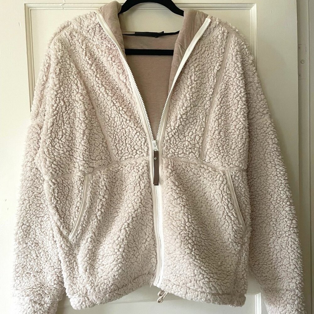 Prana Cream Sherpa Fleece Zip-Up Jacket